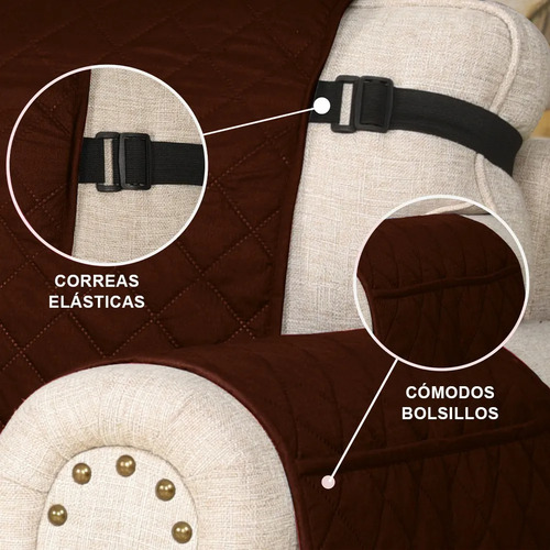 3pzs Cubre Sala Sofá Espesado Funda Sillón Con Bolsillo