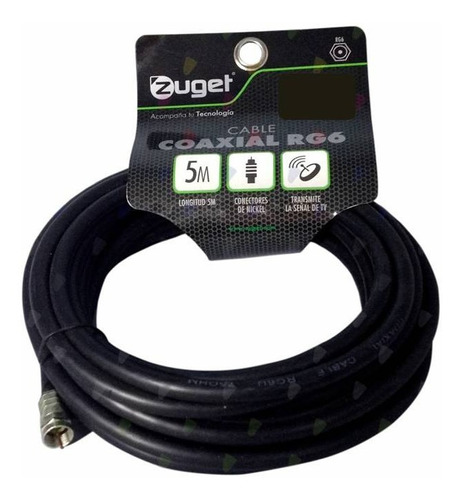 Cable Coaxial Rg6 Zuget-252 5mt Conectores + Unión Extension