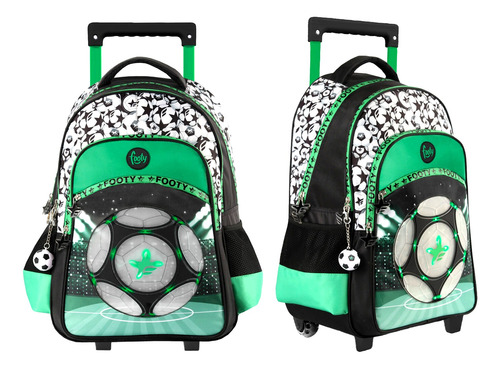 Mochila Footy 18 C/carrito, Pelota Champion Luz Led - 12928