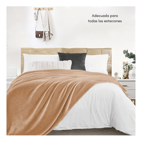 Frazada Manta Flannel 2 1/2 Plazas Polar Termica Suave Color Beige Diseño de la tela Lisa