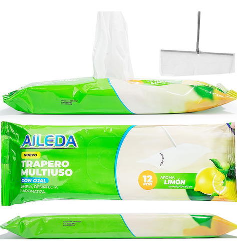 Aileda Trapero Multiuso Desechable Húmedo 12 Hojas Por Paque