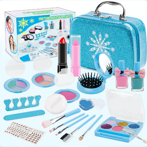 21 Pcs Juego De Maquillaje Lavable De Niñas Estuche Set