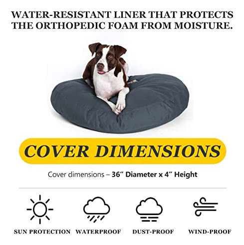 Funda Redonda Gris Impermeable Para Cama De Perro