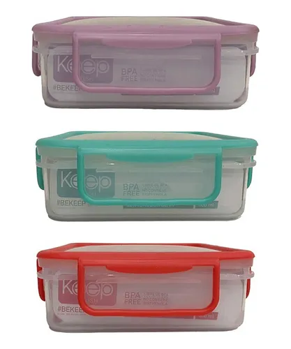 Hermetico Cuadrado Pp Libre Bpa Colores 600ml Keep
