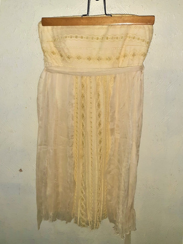 Vestido De Fiesta, Corto, Mujer, Color Crema - Beige, Encaje