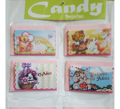 Mini Tarjetas Candy 15 Años C/sobres Regalo X18