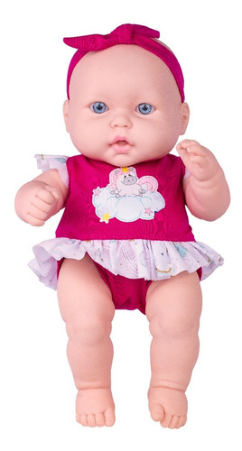 Boneca Neneca Branca Roupa Pink 40cm 394 - Super Toys