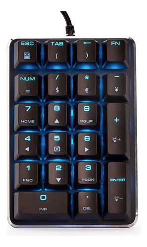 Teclado Numerico Mecanico Para Pc, Con Cable | Negro / Lu...