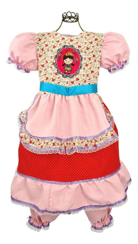 Vestido De Festa Junina Infantil Rosa Claro Rodado Quadrilha