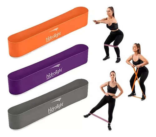 Kit 3 Faixas Elásticas Tpe Hidrolight - Mini Band