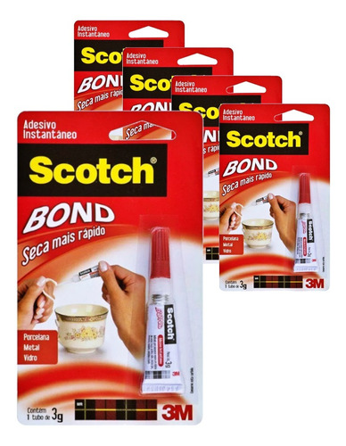 Kit 5 Adesivos Instantâneo 3m Scotch Bond 3g Original Cola