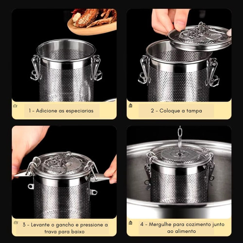 Infusor Filtro Inox Especiarias Chá Caldo Peneira Coador 0,7