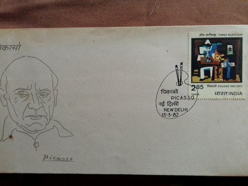 Sello Postal Nacimiento Pablo Picaso.india.1982 Tres Mûsicos