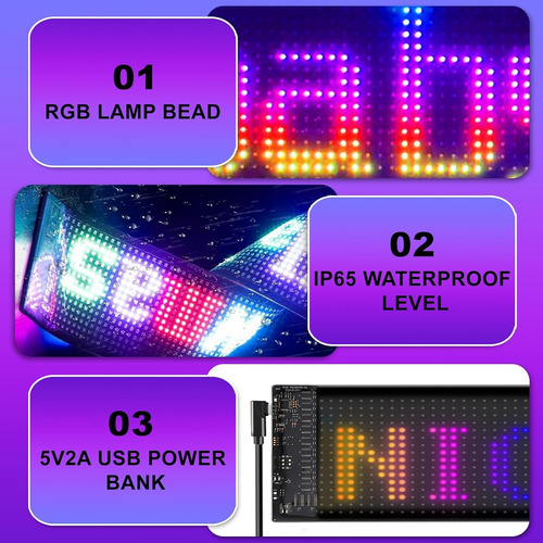 Letrero Led Programable Diy Flexibe Letrero Lumino 19x89.8cm
