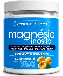 MAGNÉSIO INOSITOL - Fórmula Exclusiva com Magnésio Bisglicinato, Inositol, Glicina, Melatonina, Treonato, Triptofano e Taurina - 240g