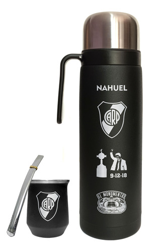 Kit Termo, Mate Y Bombilla, Personalizado Día Del Padre Negro