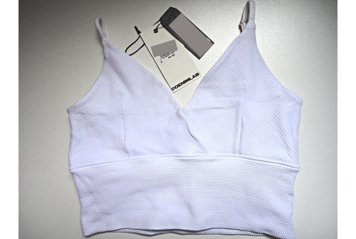 Top Crop Polo Strech Blanco Denimlab Talla S