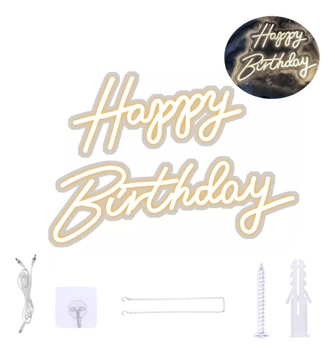 Letreros Luminosos De Happy Birthday, Letreros Neon Decorar