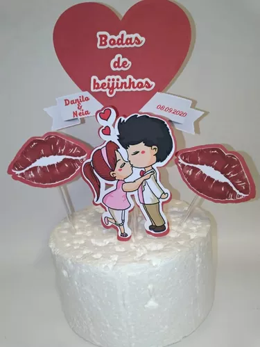 Kicode Topper de bolo em pé caixa beijo romântico para casamento, noivado,  chá de noiva, resina 12,7 x 10,16 x 10,16 cm : : Brinquedos e  Jogos