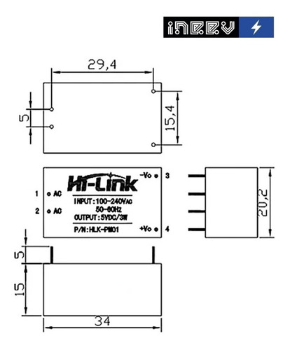 Mini Fuente Ac-dc 5v 0.6a 3w Hi-link Hlk-pm01