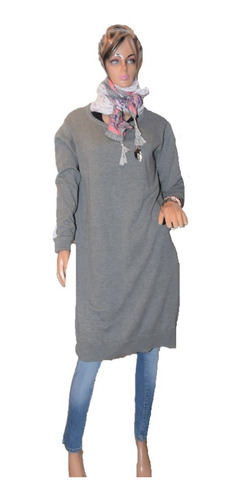 Lee Sweater Isle Dress Tejido Gris Largo Over Size