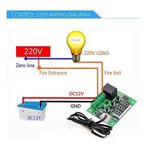 Imagen 2 de 3 de Modulo Termostato Digital Programable Display W1209 Icutech