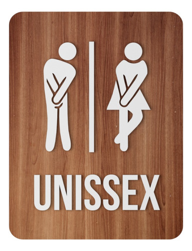 Quadro Sinalização Banheiro Lavabo Mdf Unissex Masc/fem