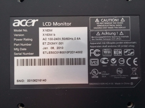 Regalo Monitor Acer 15.6 Pulgadas (Usado)