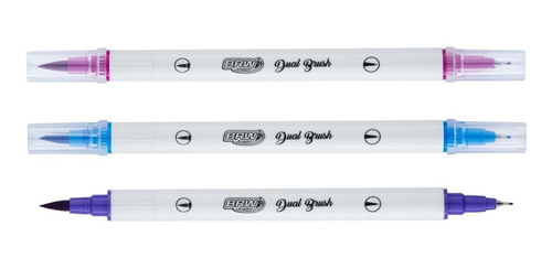 Kit 12 Brush Caneta Pen Duas Pontas Dupla Pincel Fineliner