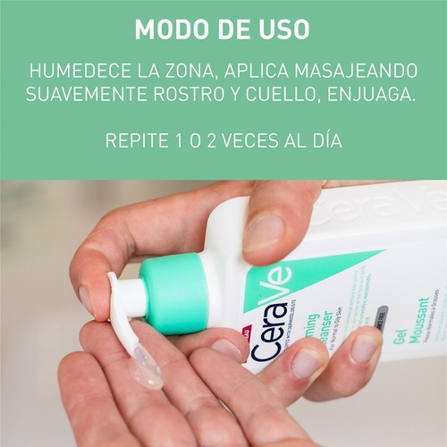 Imagen 3 de 5 de Gel Limpiador Espumoso Cerave 236 Ml Piel Normal A Grasa Neutro Pote