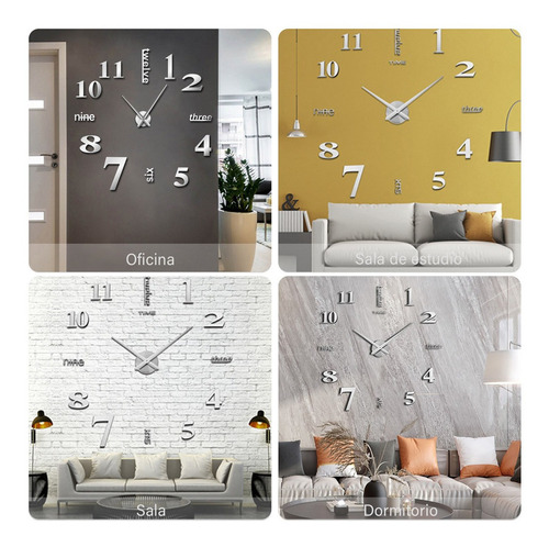 Imagen 7 de 9 de Reloj De Pared 3d Moderno Sin Marco Para Bricolaje