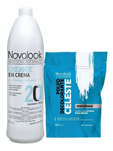 Crema Oxidante 20 Vol Y Polvo Decolorante Celest X2 Novalook