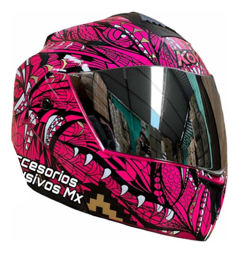 Casco Rosa Mujer Deportivo Abatible Motocicleta Certificado