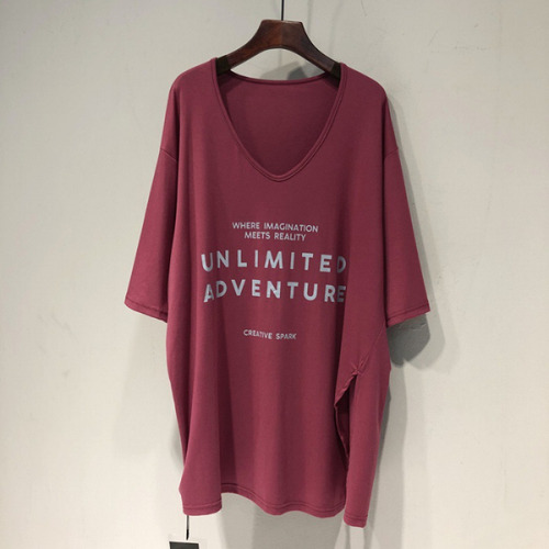 Camiseta Holgada De Algodón Con Cuello En V Y Mangas De Murc