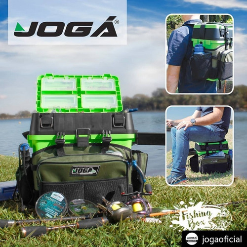 Imagem 2 de 9 de Caixa Mochila Fishing Box Jogá Bolsa Verde Banqueta Camping
