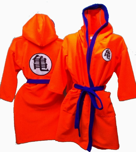 Bata De Baño Goku T 6-8 Años Capucha Doble Bordado 