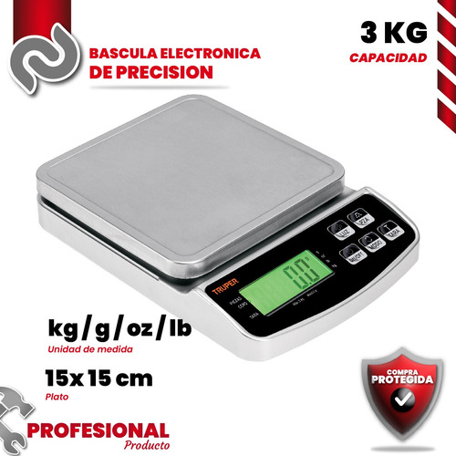 Báscula Digital De Precisión, 3kg, Truper 102317 102317