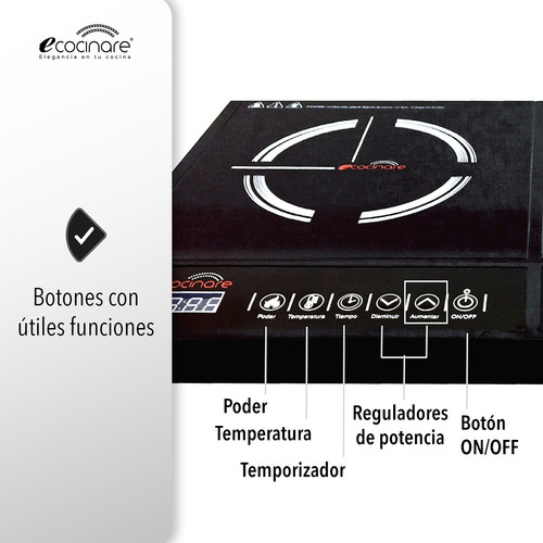 Parrilla eléctrica Ecocinare Cook-03 negra 110V