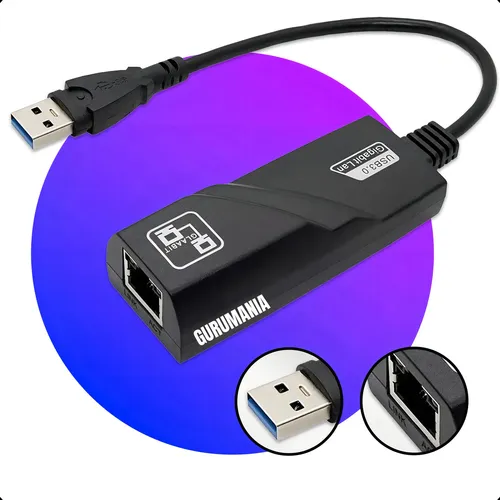 Adaptador Ethernet Usb 3.0 Para Rj45 Placa De Rede Gigabit 10/100/1000 Mpbs Gbps Para Windows Notebook E Desktop - Gurumania