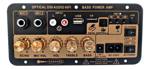 Placa Amplificadora Estéreo K1digital, Subwoofer, Microfone