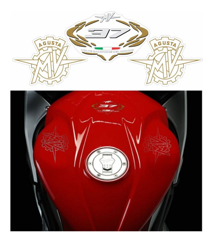 Emblemas Adesivo Compatível Tanque Mv Agusta F4 Vermelha 022