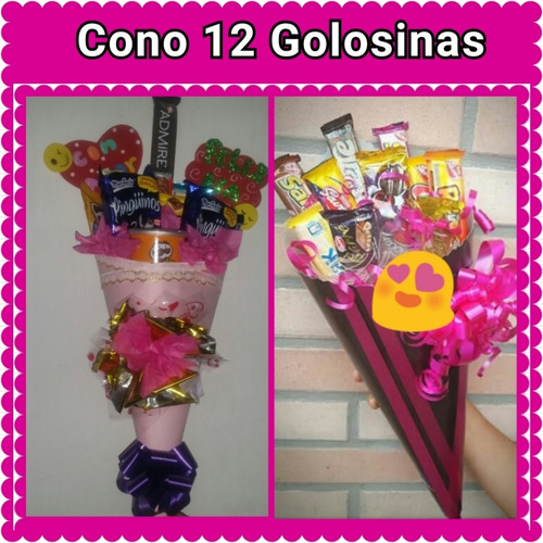Conos De Rosas. Golosinas. Regalo. Arreglo.