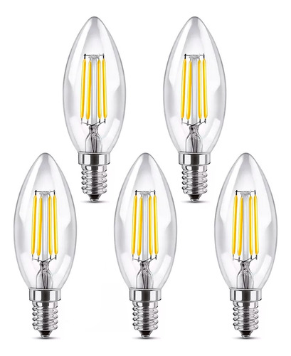 Set X5 Lamparas Vela Led Vintage Macroled 4w E14 Fría 6000k