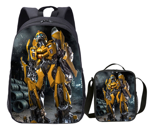Mochila Escolar Transformers Para Mapas, Impresión Fija En C Color 29 Diseño De La Tela 17-inch Simple Backpack Lunch Bag