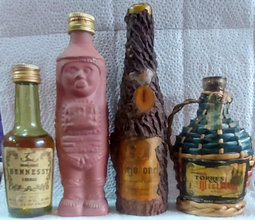 Lote 4 Botellitas Miniatura Cerradas Únicas 