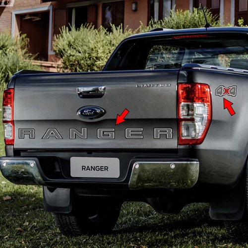 Kit Faixa Traseira Ford Ranger 2020 E Adesivo 4x4 Grafite