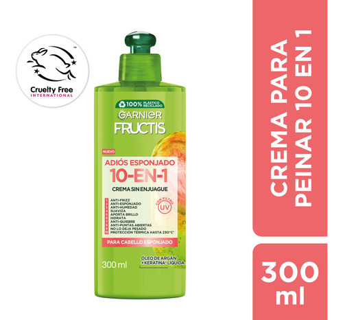  Garnier Crema Para Peinar 10 En 1 Fructis Adiós Esponjado 300 Ml