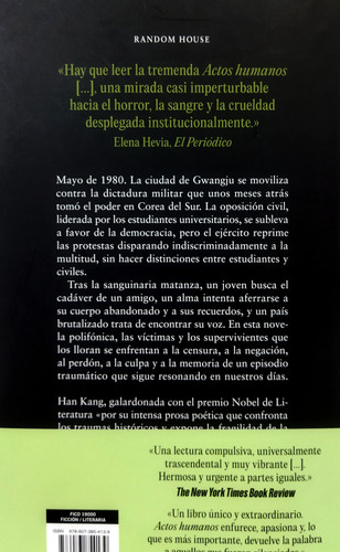 Libro Actos Humanos, Han Kang, Ed. Random House (Usado)