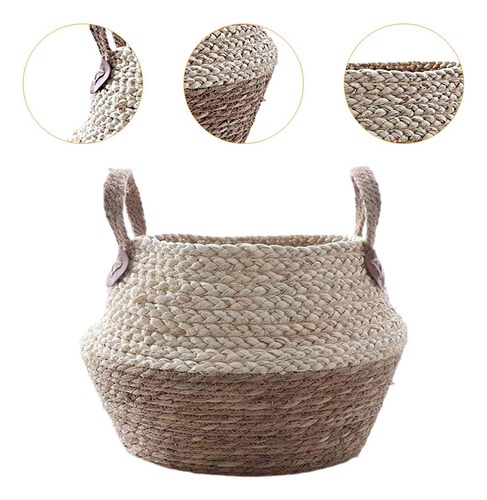 Cesta Tejida Con Forma De Maceta, Cesta Decorativa Para M