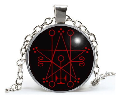 Colar Sigilo De Astaroth Ou Astarô Grão-duque Do Inferno Cor Preto E Vermelho